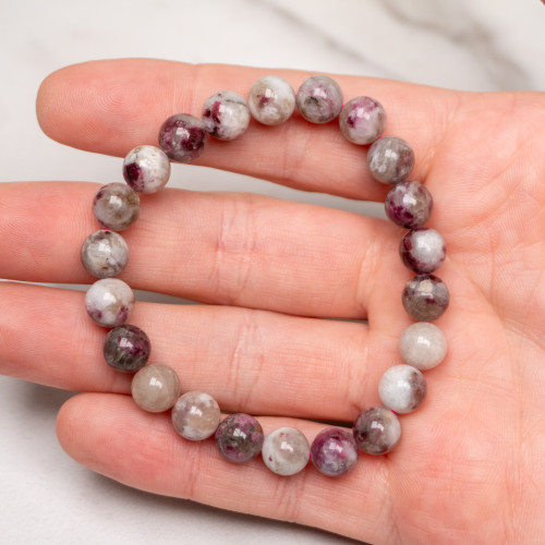 Pink Tourmaline in Quartz 8mm Bracelet