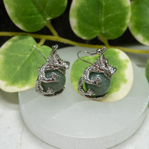 Green Aventurine Dragon Earrings