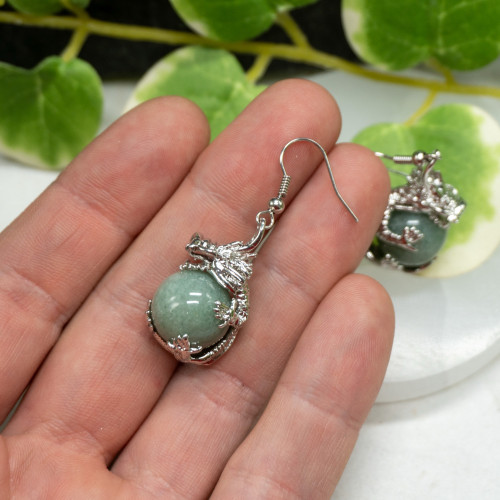 Green Aventurine Dragon Earrings