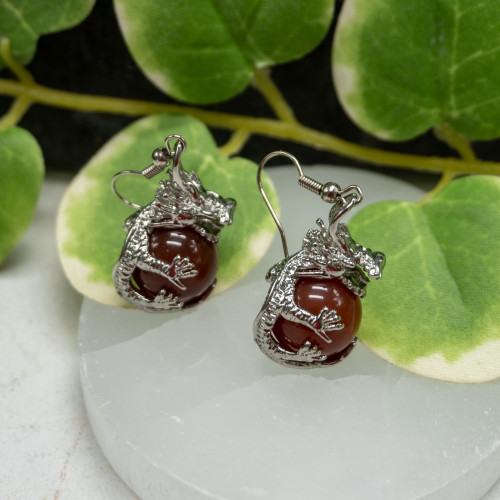 Carnelian Dragon Earrings