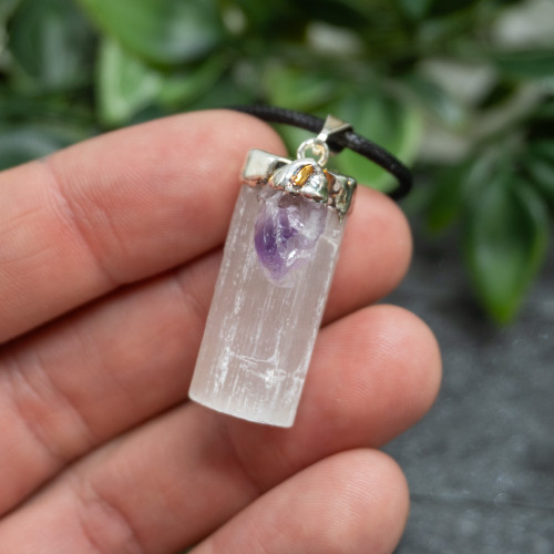 Selenite and Amethyst Necklace