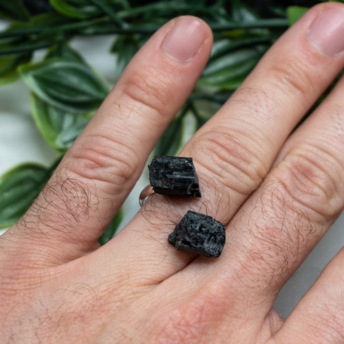 Black Tourmaline Adjustable Ring