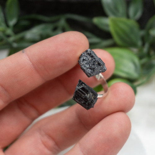 Black Tourmaline Adjustable Ring