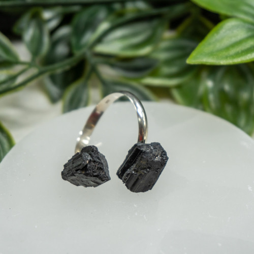 Black Tourmaline Adjustable Ring