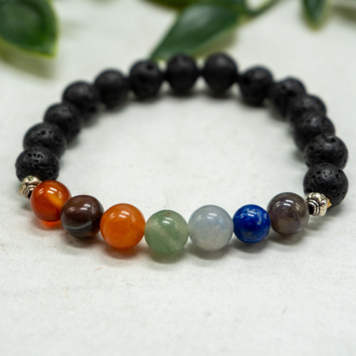 Chakra & Lava Rock Bracelet 8mm