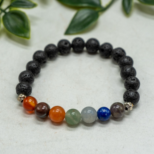 Chakra & Lava Rock Bracelet 8mm