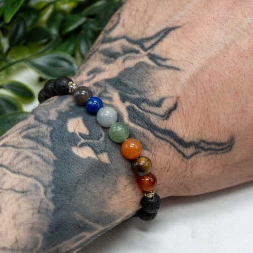 Chakra & Lava Rock Bracelet 8mm