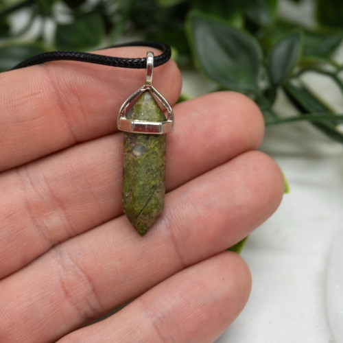 Unakite Mini Double Terminated Necklace