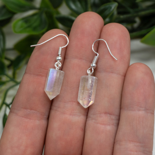 Angel Aura Quartz Point Earrings