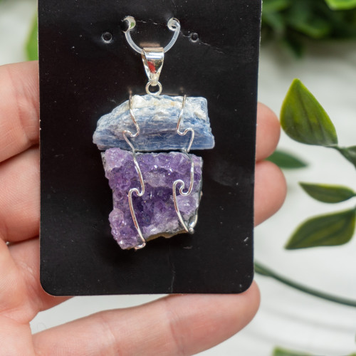 Blue Kyanite & Amethyst Necklace