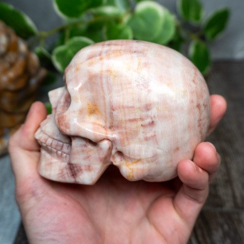 Peach Calcite Large Skull