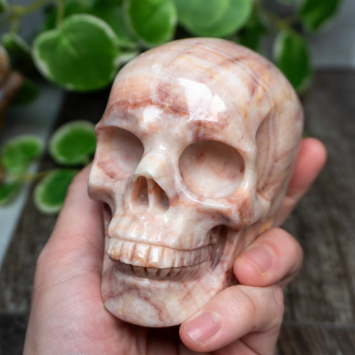 Peach Calcite Large Skull