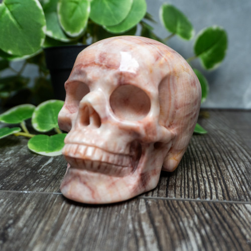 Peach Calcite Large Skull