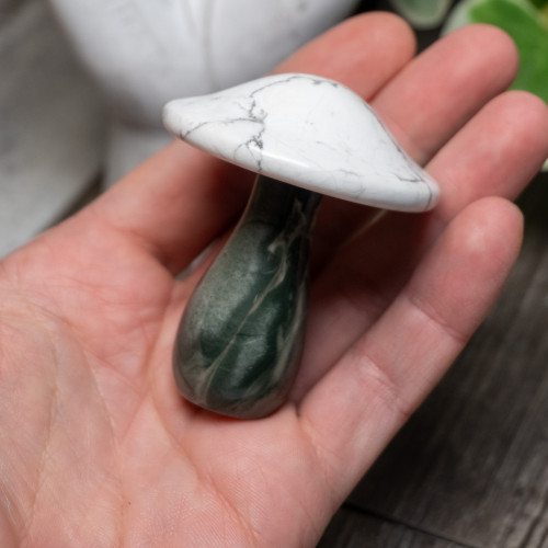 Nine Dragon Jade & Howlite Mushroom