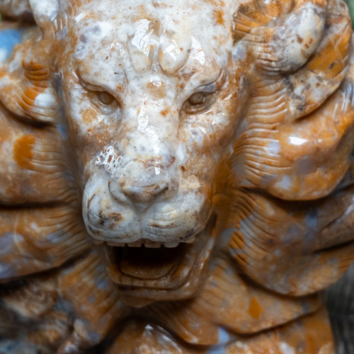 Chalcedony & Agate Lion Carving #4