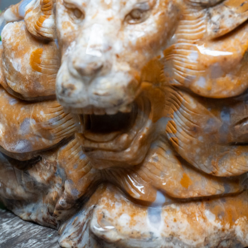 Chalcedony & Agate Lion Carving #4