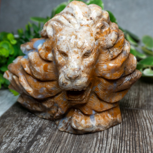 Chalcedony & Agate Lion Carving #4