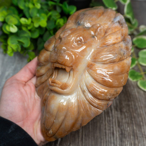 Chalcedony & Agate Lion Carving #2