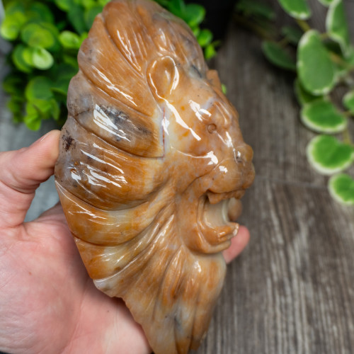 Chalcedony & Agate Lion Carving #2