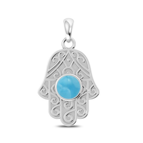 Larimar Hamsa Hand Random Pendant