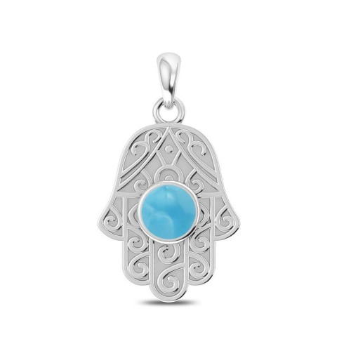 Larimar Hamsa Hand Random Pendant