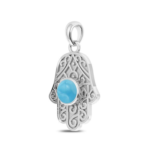 Larimar Hamsa Hand Random Pendant