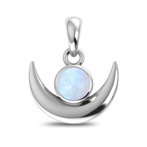 Rainbow Moonstone Crescent Moon Random Pendant