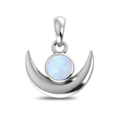 Rainbow Moonstone Crescent Moon Random Pendant