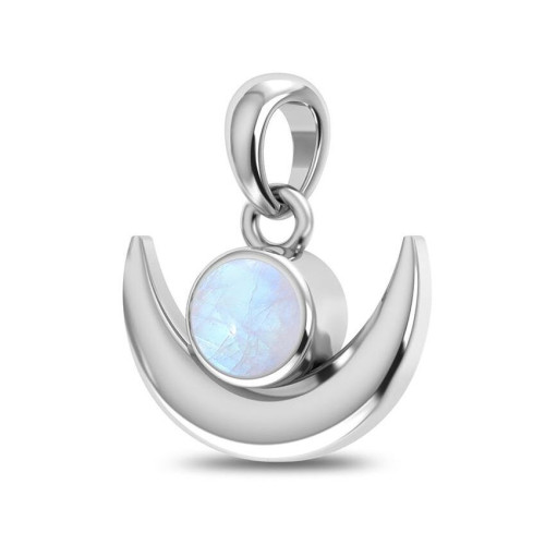 Rainbow Moonstone Crescent Moon Random Pendant