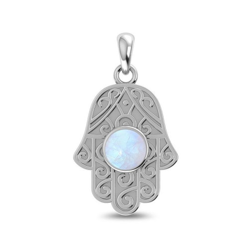 Rainbow Moonstone Hamsa Hand Random Pendant