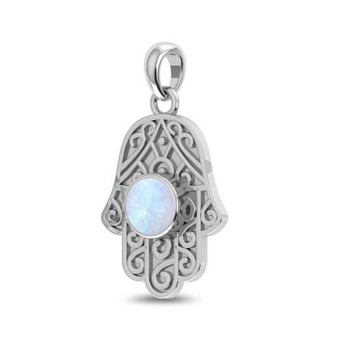 Rainbow Moonstone Hamsa Hand Random Pendant