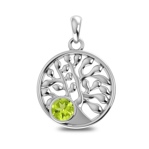 Facetted Peridot Tree Random Pendant