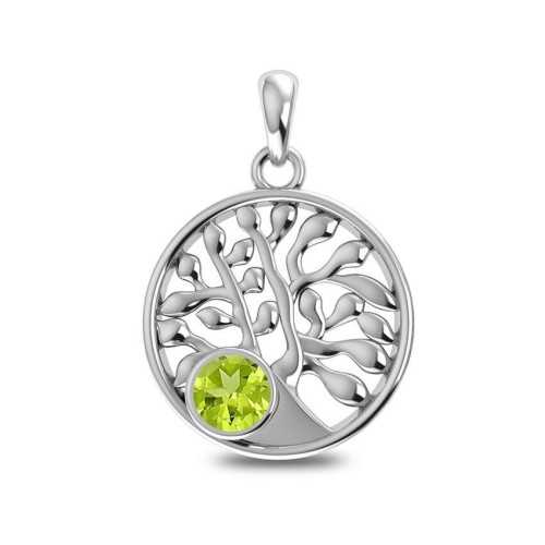 Facetted Peridot Tree Random Pendant