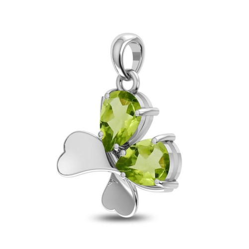 Facetted Peridot Clover Random Pendant