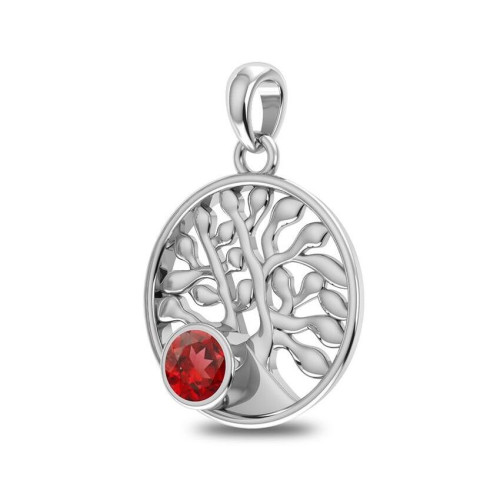 Facetted Garnet Tree Random Pendant