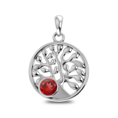 Facetted Garnet Tree Random Pendant