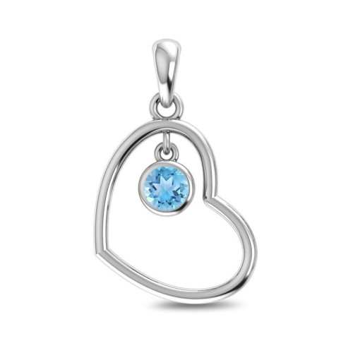 Facetted Blue Topaz Heart Random Pendant