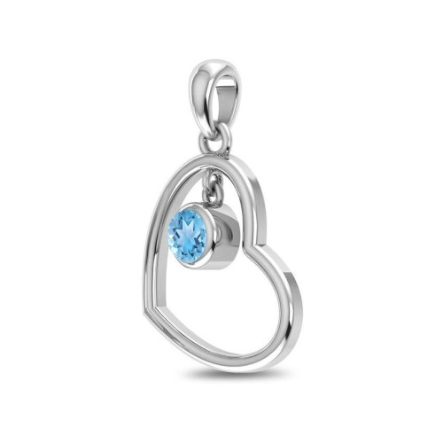 Facetted Blue Topaz Heart Random Pendant