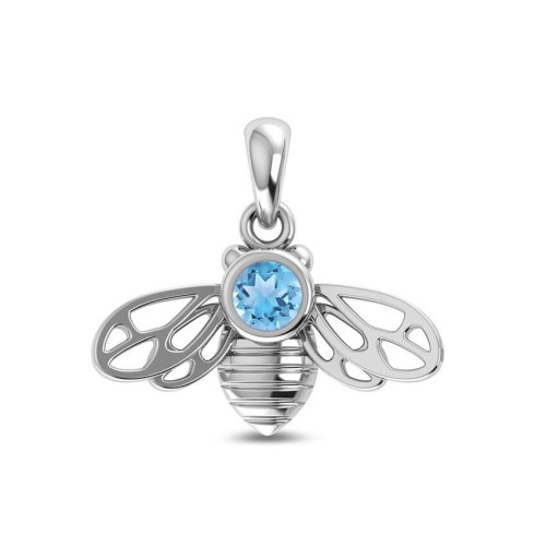 Facetted Blue Topaz Bee Random Pendant