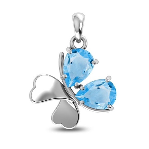 Facetted Blue Topaz Clover Random Pendant