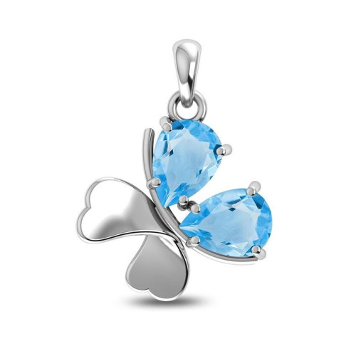 Facetted Blue Topaz Clover Random Pendant