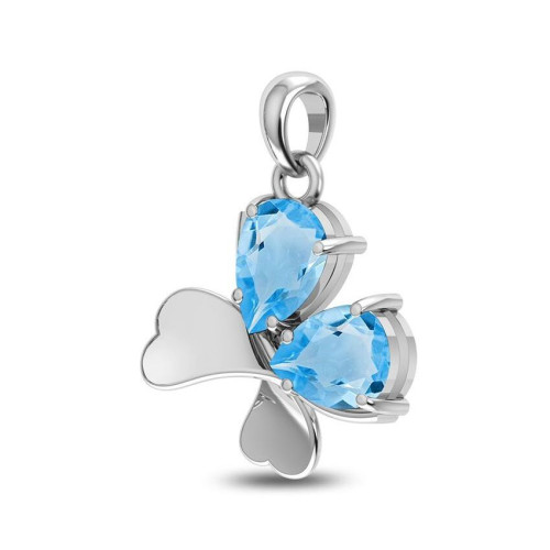 Facetted Blue Topaz Clover Random Pendant