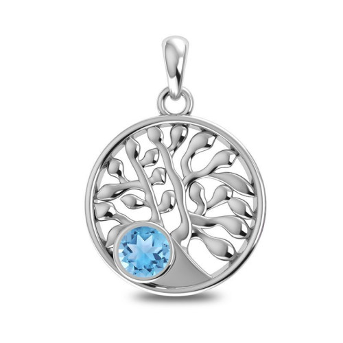 Facetted Blue Topaz Tree Random Pendant