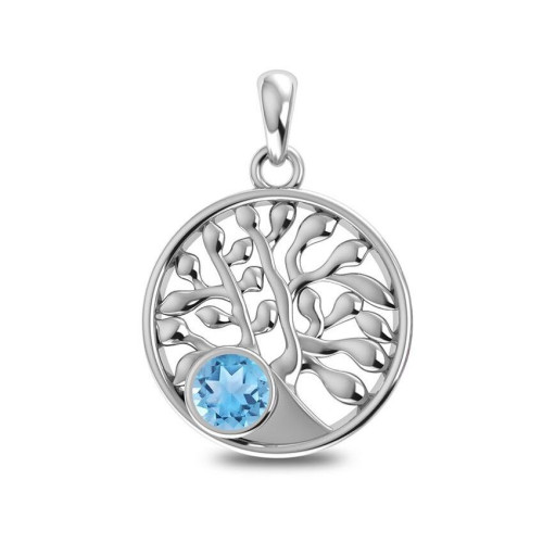 Facetted Blue Topaz Tree Random Pendant