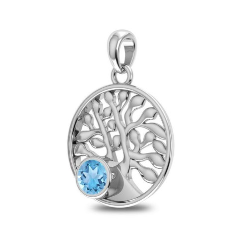 Facetted Blue Topaz Tree Random Pendant