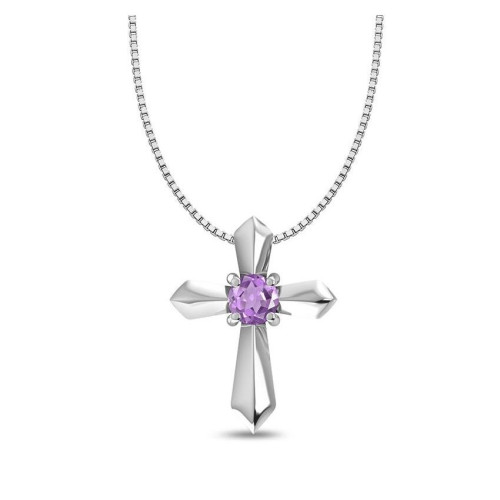 Amethyst Cross Random Pendant