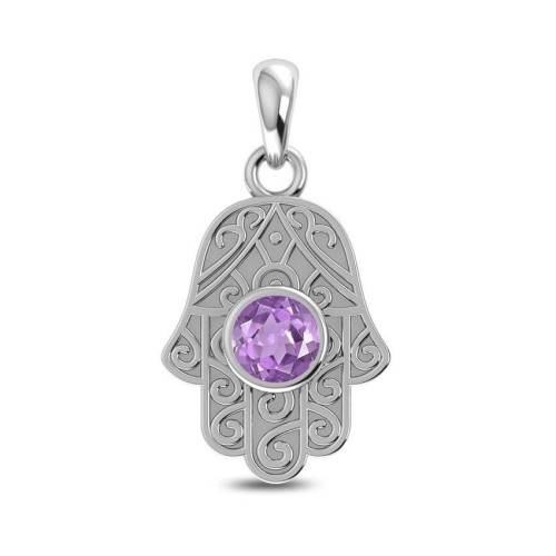 Amethyst Hamsa Hand Random Pendant