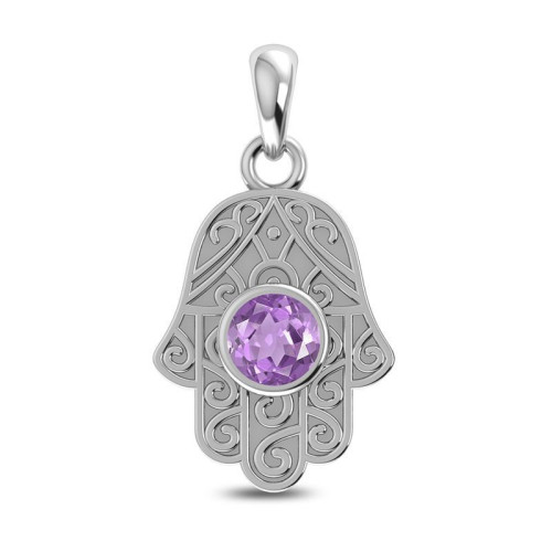 Amethyst Hamsa Hand Random Pendant