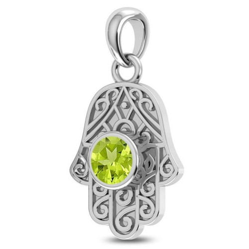 Facetted Peridot Hamsa Hand Random Pendant