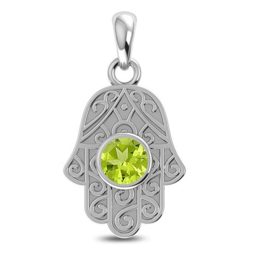 Facetted Peridot Hamsa Hand Random Pendant